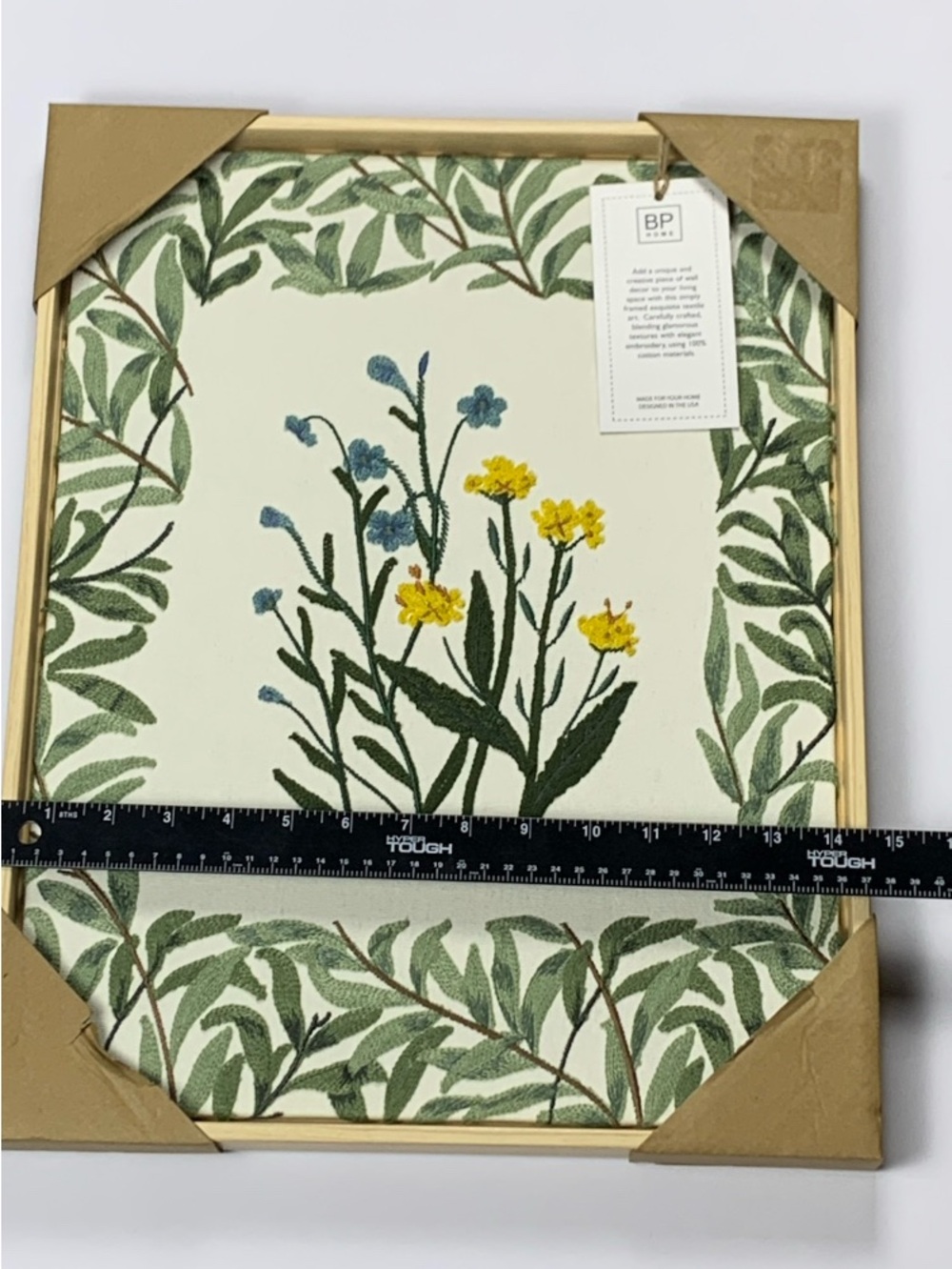 BP Home Embroidered Textile Wall Art Botanical Floral 14.5x19 NEW NWT - Picture 9 of 10